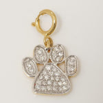 Load image into Gallery viewer, Paw Print Diamond Charm, 14k Solid Gold, Natural Diamonds, Everyday Layering Pendant, Dual Tone Necklace, Ready To Ship, Certified Jewelry
