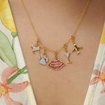 Load image into Gallery viewer, Martini Glass Diamond Charm, 14k Solid Gold, Natural Diamonds, Summer Staking Pendant, Dual Tone Necklace, Ready To Ship, Certified Jewelry
