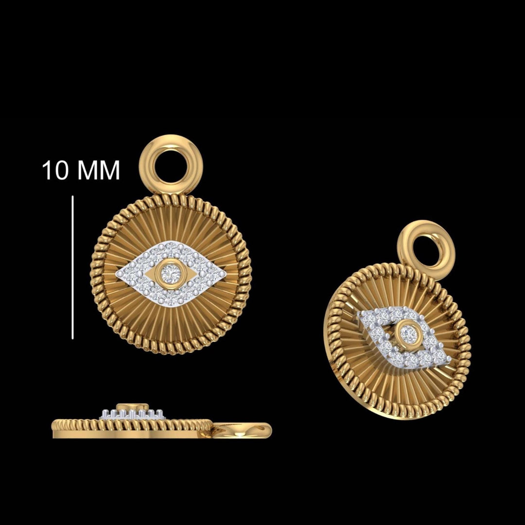 Evil Eye Medallion Diamond Charm, 14k Solid Gold, Natural Diamond, Layering Pendant, Protection Necklace, Ready To Ship, Certified Jewelry