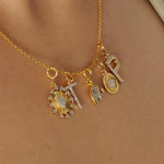 Load image into Gallery viewer, Heart Medallion Bezel  Natural Diamond Charm: 14k Solid Gold Two Tone Sunburst Layering Pendant, Certified Jewelry
