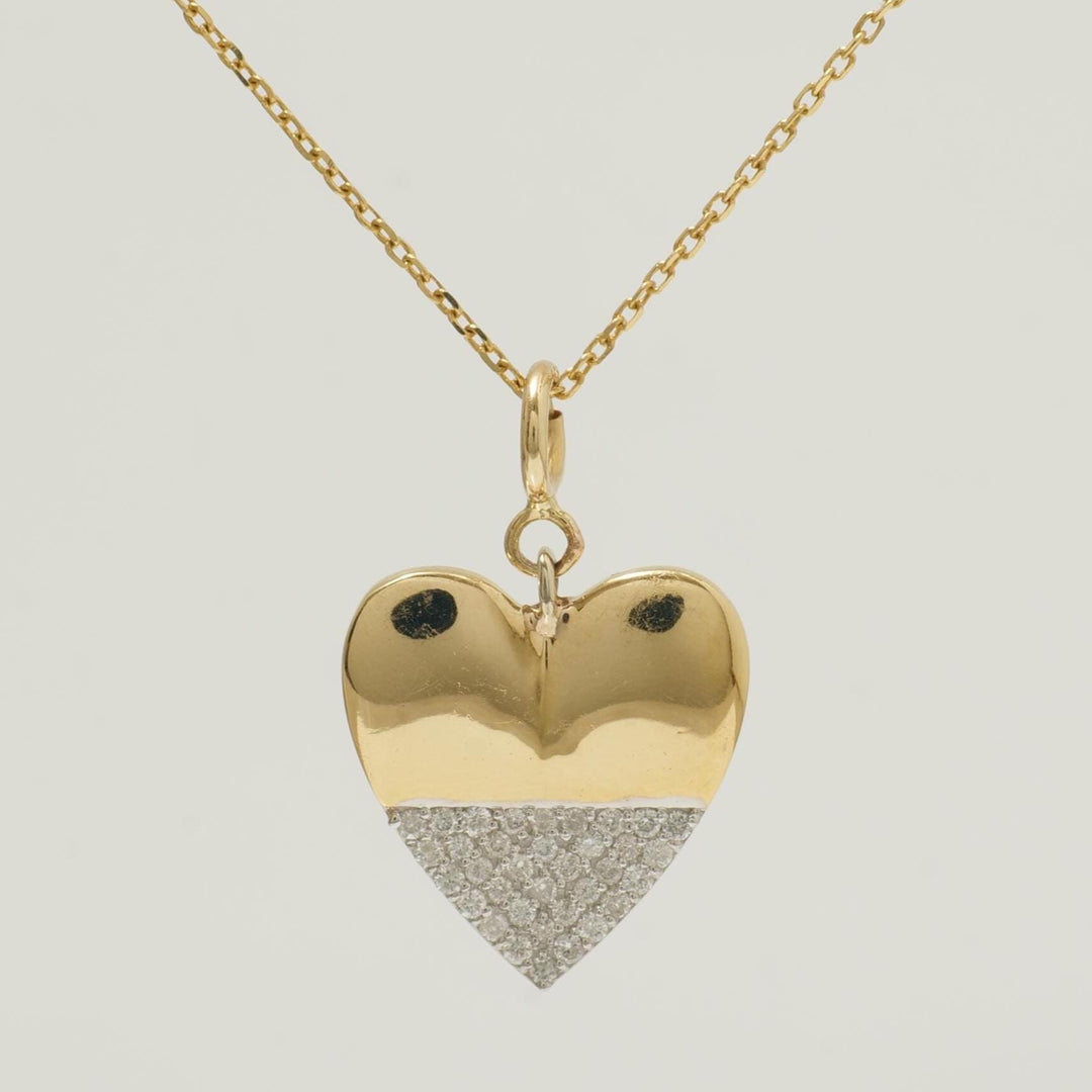 Heart Diamond Charm Pendant, 14k Solid Gold, Natural Diamonds, Everyday Layering, Minimalistic Necklace, Ready To Ship, Certified Jewelry