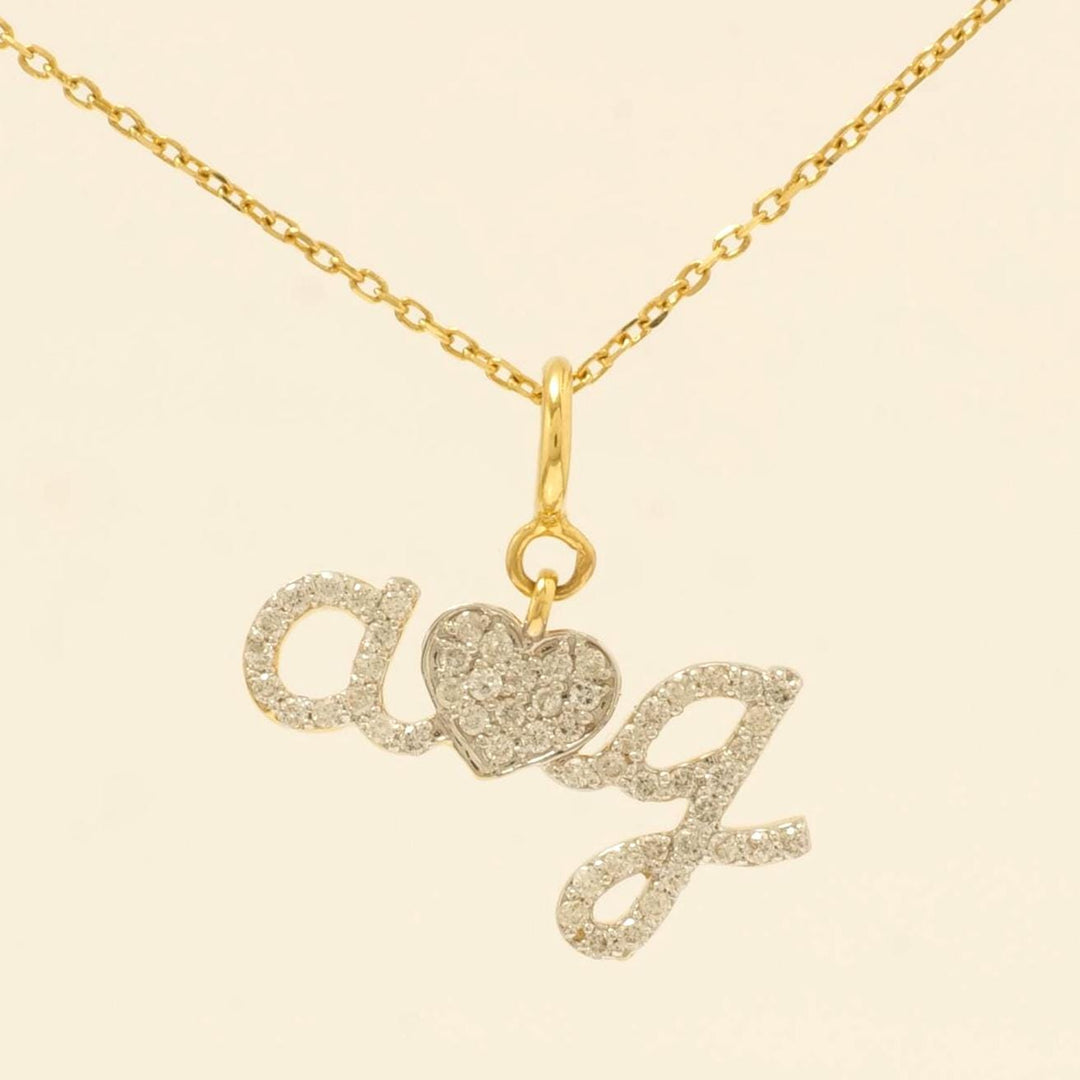 Letter Heart Diamond Charm, 14k Solid Gold, Natural Diamonds, Personalized Pendant, Minimalistic Necklace, Ready To Ship, Certified Jewelry