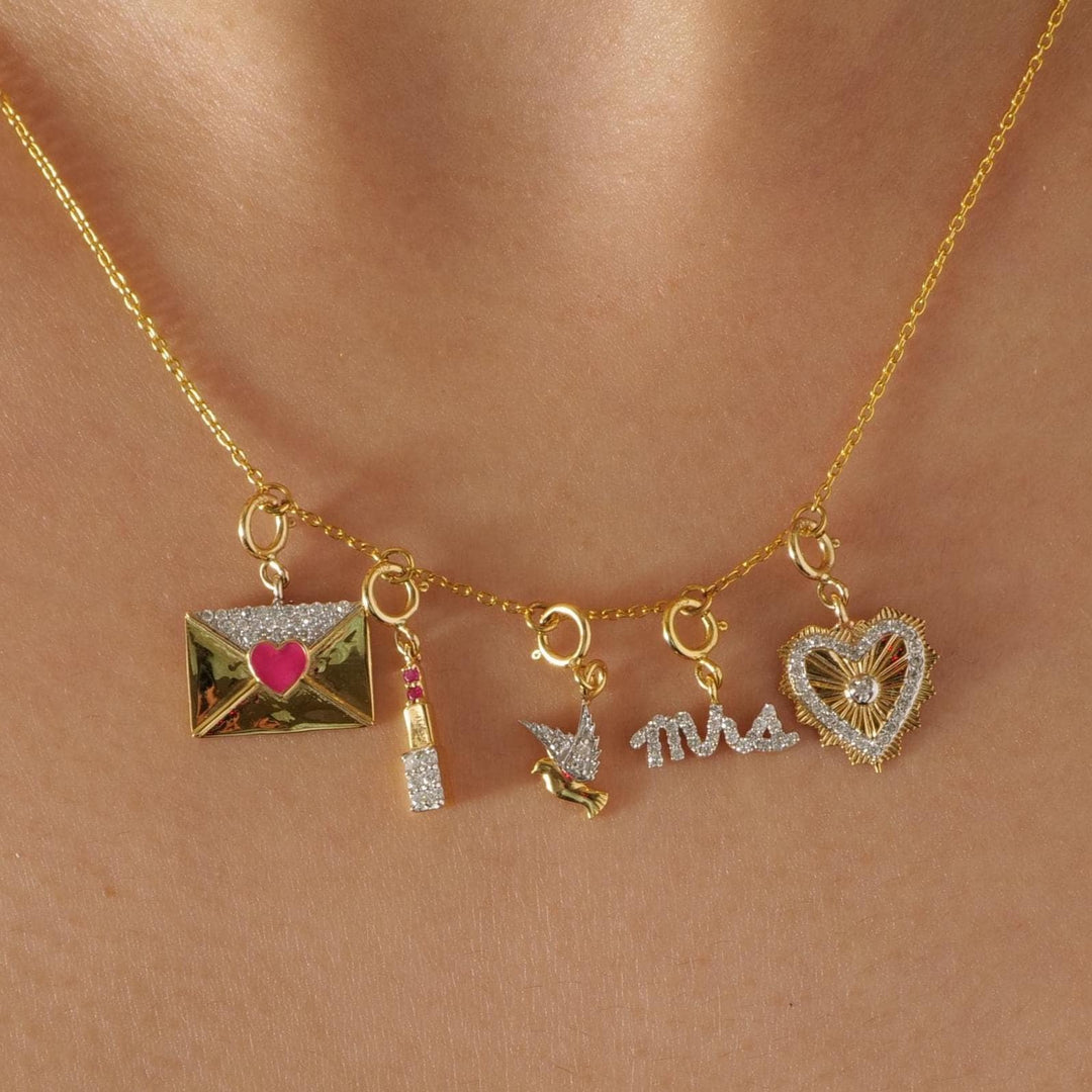 Mrs Script Diamond Charm Pendant, 14k Solid Gold, Natural Diamond, Personalized Layering Minimal Necklace, Ready To Ship, Certified Jewelry