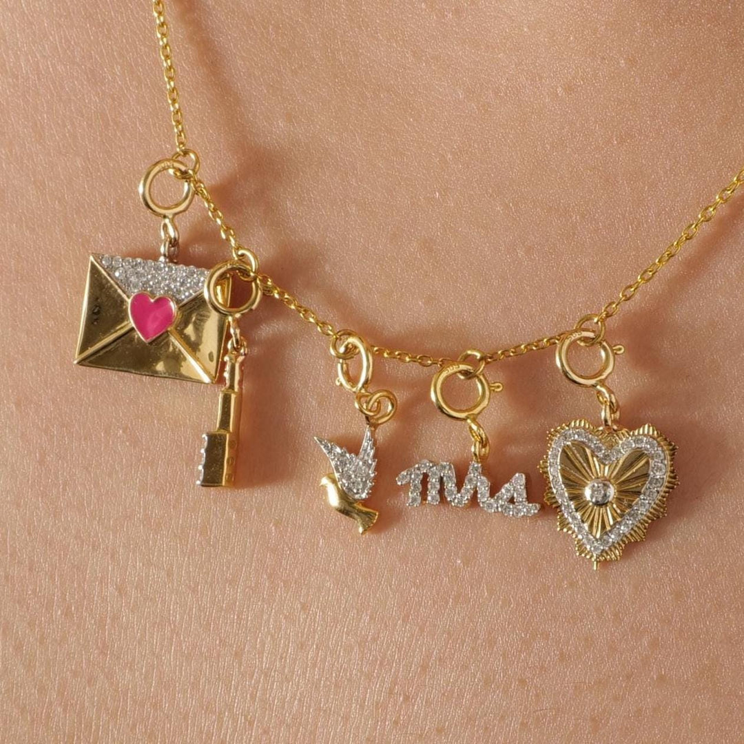 Mrs Script Diamond Charm Pendant, 14k Solid Gold, Natural Diamond, Personalized Layering Minimal Necklace, Ready To Ship, Certified Jewelry