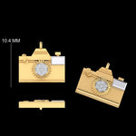 Load image into Gallery viewer, Camera Diamond Charm, 14k Solid Gold, Natural Diamonds, Two Tone Layering Pendant, Minimal Necklace, Ready To Ship, Certified Jewelry
