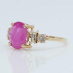 Load image into Gallery viewer, Oval Ruby Ring, 14k Solid Gold, Natural Diamonds, Baguette Accent Bar Band, Gemstone Statement Engagement Ring, Certified Jewelry
