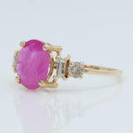 Load image into Gallery viewer, Oval Ruby Ring, 14k Solid Gold, Natural Diamonds, Baguette Accent Bar Band, Gemstone Statement Engagement Ring, Certified Jewelry
