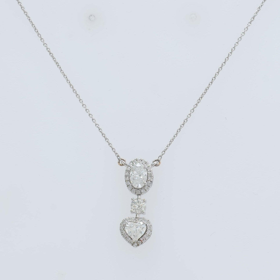 Oval Heart Drop Pendant Necklace, 14k Solid Gold, Natural Diamonds, Layering Pendant, Bridal Wedding Necklace, Certified Jewelry