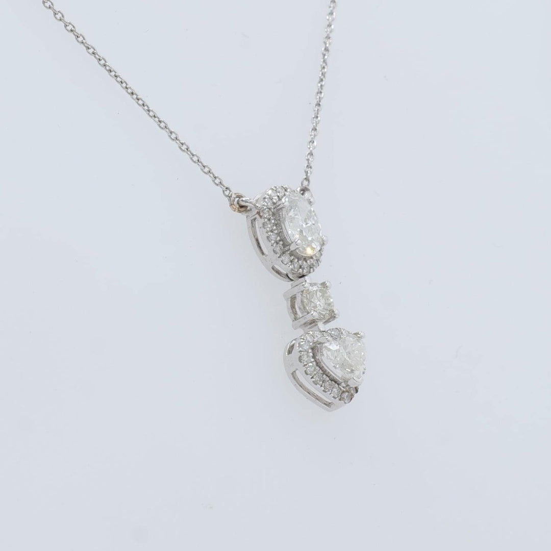 Oval Heart Drop Pendant Necklace, 14k Solid Gold, Natural Diamonds, Layering Pendant, Bridal Wedding Necklace, Certified Jewelry
