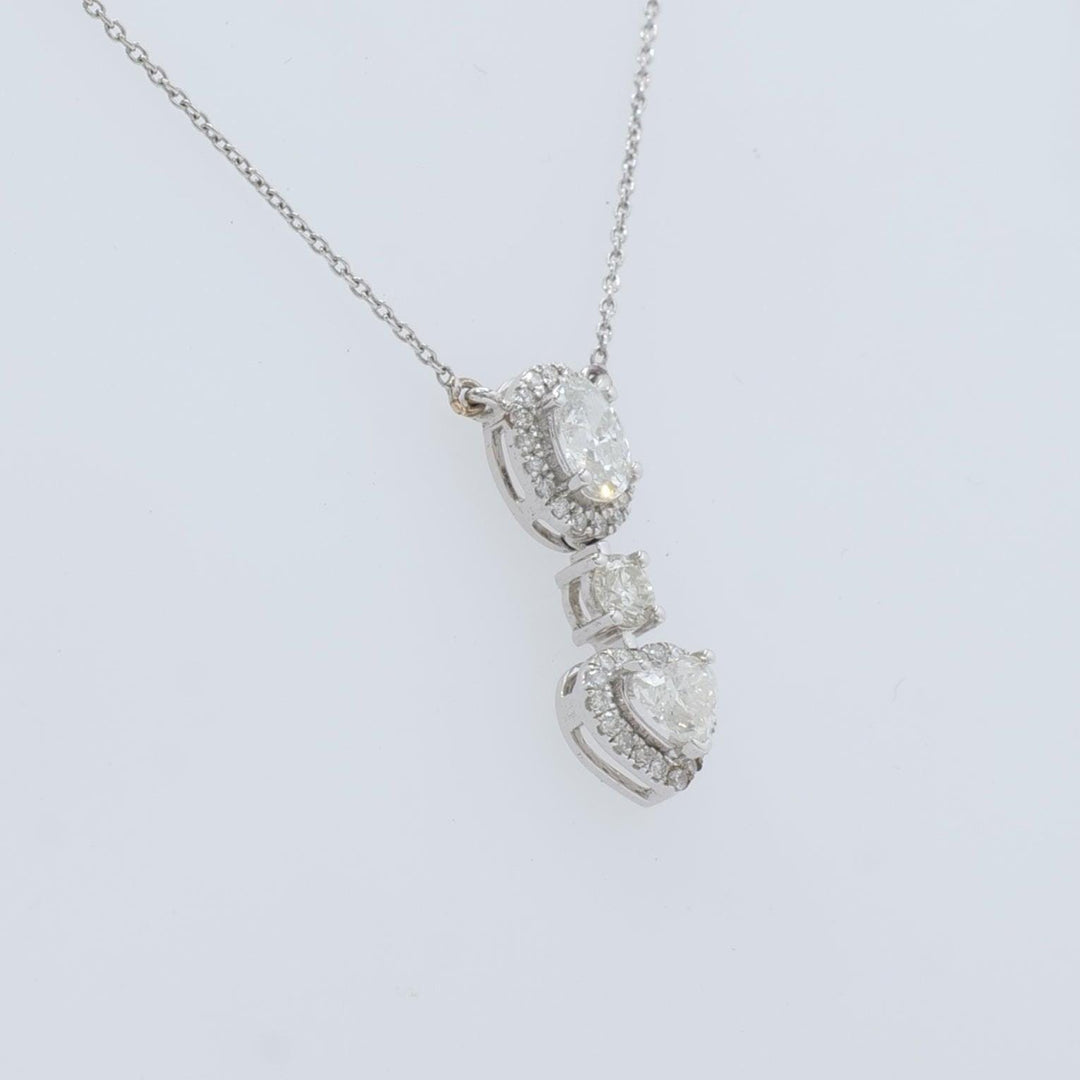 Oval Heart Drop Pendant Necklace, 14k Solid Gold, Natural Diamonds, Layering Pendant, Bridal Wedding Necklace, Certified Jewelry