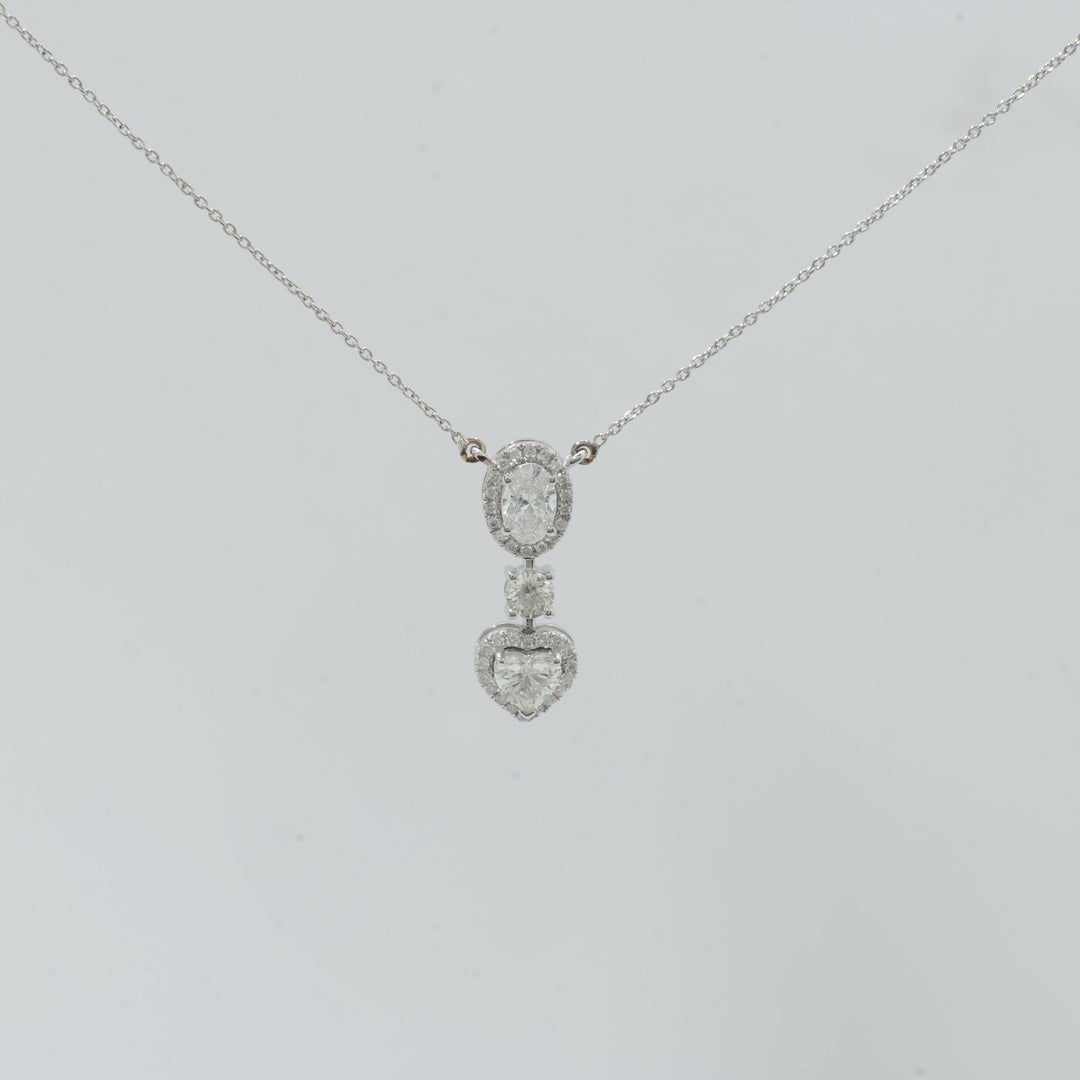 Oval Heart Drop Pendant Necklace, 14k Solid Gold, Natural Diamonds, Layering Pendant, Bridal Wedding Necklace, Certified Jewelry