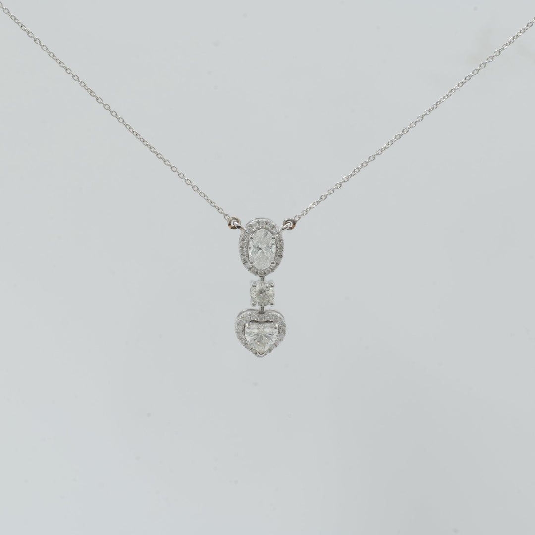 Oval Heart Drop Pendant Necklace, 14k Solid Gold, Natural Diamonds, Layering Pendant, Bridal Wedding Necklace, Certified Jewelry