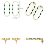 Load image into Gallery viewer, Emerald Diamond Long Stud Earrings, 14k Solid Gold, Natural Diamonds, Mixed Oval Hoops, Green Gemstone Statement Jewelry, Certified Jewelry
