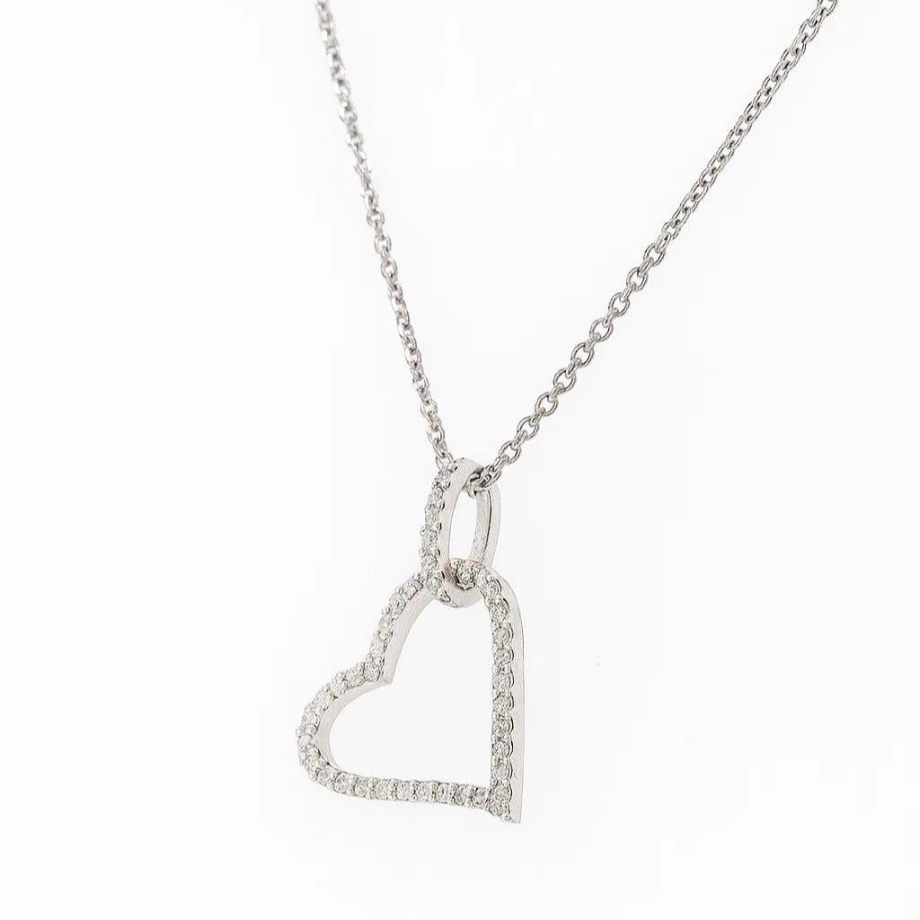 Open Heart Natural Diamond Minimalistic Pendant: 14k Solid Gold Layering Everyday Love Jewellery, Certified Jewelry