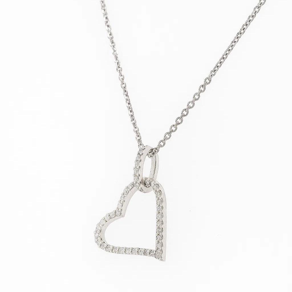 Open Heart Diamond Pendant, 14k Solid Gold, Natural Diamonds, Minimalistic Layering Necklace, Everyday Love Jewelry, Certified Jewelry