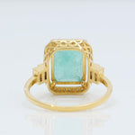 Load image into Gallery viewer, Emerald Cut Halo Diamond Ring, 14k Solid Gold, Natural Diamonds, Gemstone Statement Ring, Baguette Accent Ring, Certified Jewelry
