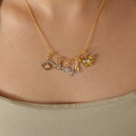 Load image into Gallery viewer, Butterfly Heart Diamond Charm, 14k Solid Gold, Natural Diamonds, Everyday Minimalistic Pendant, Dual Tone Layering Necklace, Ready To Ship
