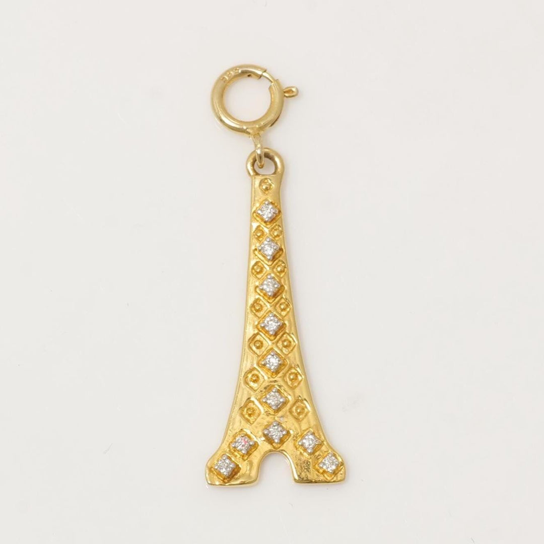 Eiffel Tower Charm Pendant, 14k Solid Gold, Natural Diamonds, Everyday Layering Necklace, Paris Necklace, French Jewelry, Ready To Ship