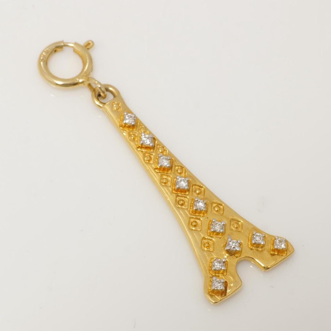 Eiffel Tower Charm Pendant, 14k Solid Gold, Natural Diamonds, Everyday Layering Necklace, Paris Necklace, French Jewelry, Ready To Ship