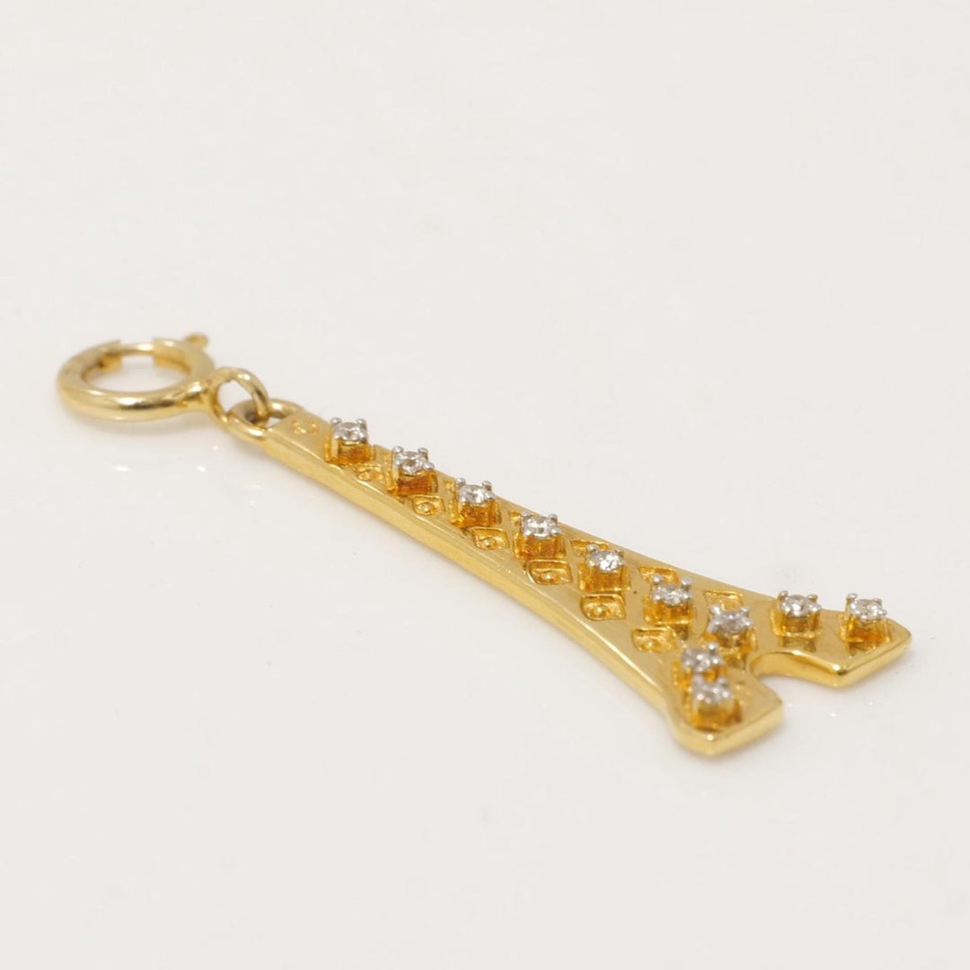Eiffel Tower Charm Pendant, 14k Solid Gold, Natural Diamonds, Everyday Layering Necklace, Paris Necklace, French Jewelry, Ready To Ship