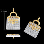 Load image into Gallery viewer, Handbag Diamond Charm, 14k Solid Gold, Natural Diamonds, Two Tone Layering Pendant, Minimal Bag Necklace, Ready To Ship, Certified Jewelry
