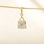 Load image into Gallery viewer, Handbag Diamond Charm, 14k Solid Gold, Natural Diamonds, Two Tone Layering Pendant, Minimal Bag Necklace, Ready To Ship, Certified Jewelry
