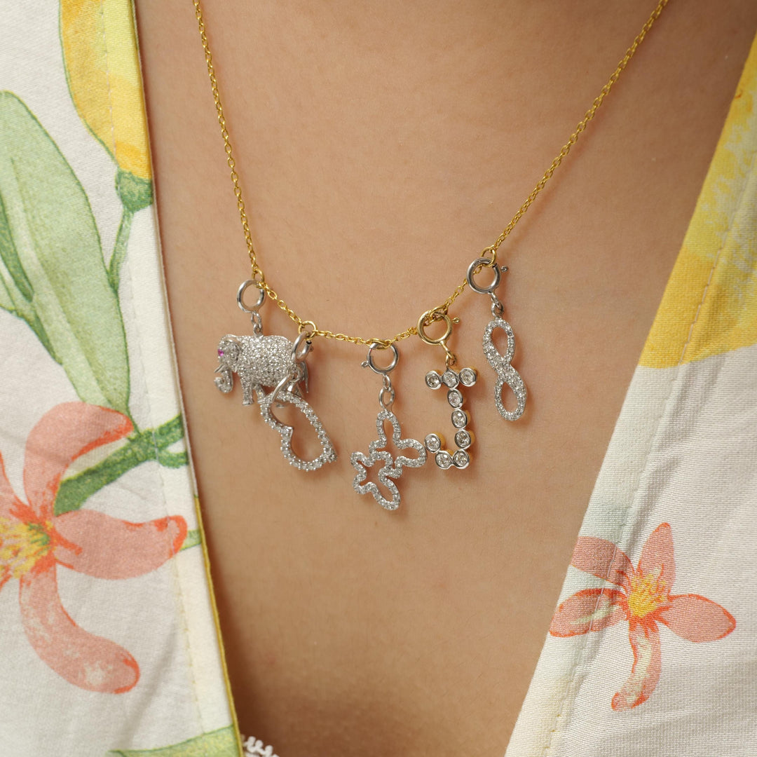 Infinity Natural Diamond Minimalistic Charm: 14k Solid Gold Everyday Stacking Necklace, Certified Jewelry