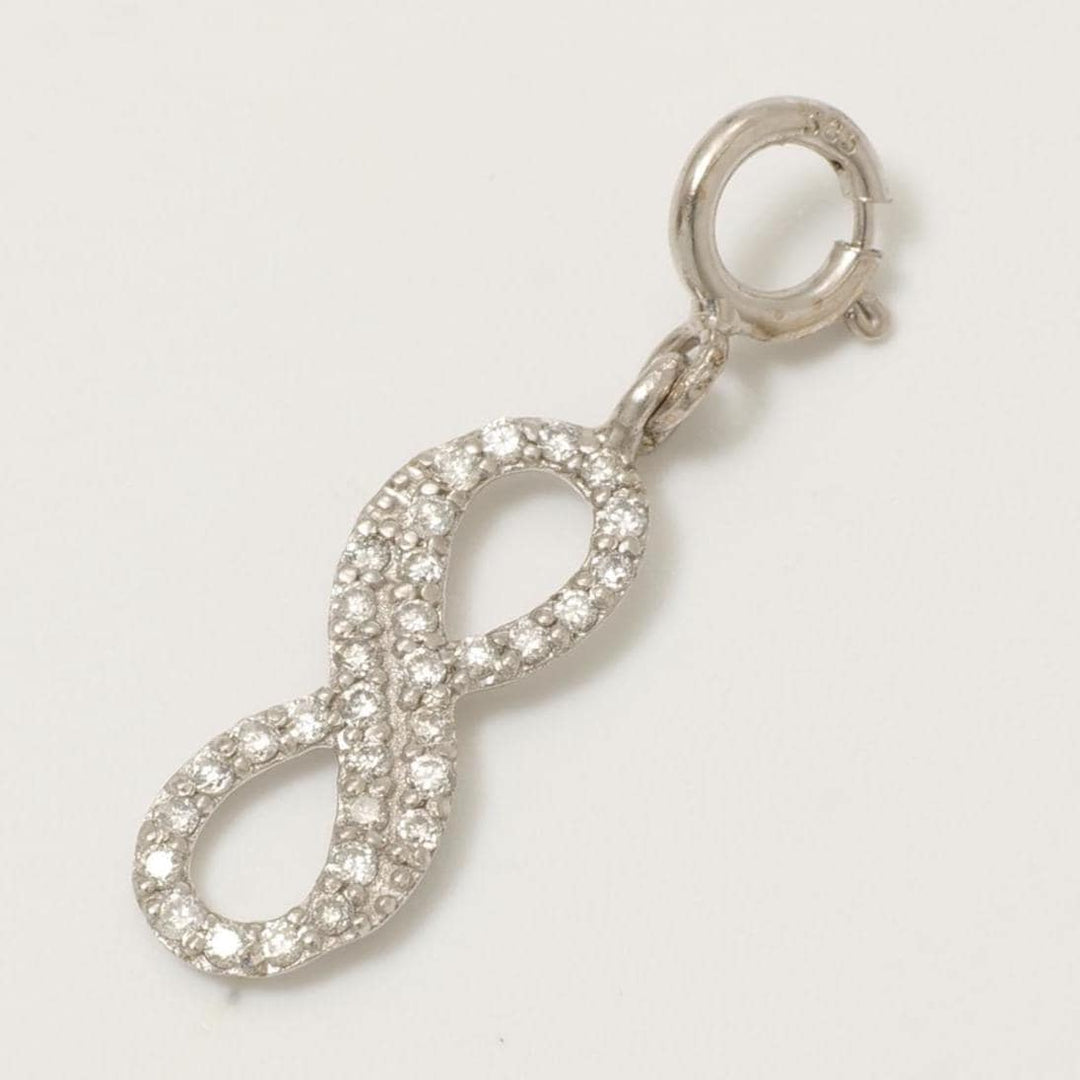 Infinity Diamond Charm, 14k Solid Gold, Natural Diamonds, Everyday Stacking Necklace, Geometric Minimal Loop Pendant, Ready To Ship