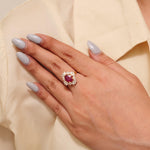 Load image into Gallery viewer, Oval Ruby Diamond Ring, 14k Solid Gold, Natural Diamonds, GemstoneStatement Ring, Bold Cocktail Ring, Ready To Ship, IGI Certified
