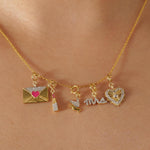 Load image into Gallery viewer, Heartburst Medallion Diamond Charm, 14k Solid Gold, Natural Diamonds, Dual Tone Layering Necklace, Everyday Pendant, Ready To Ship
