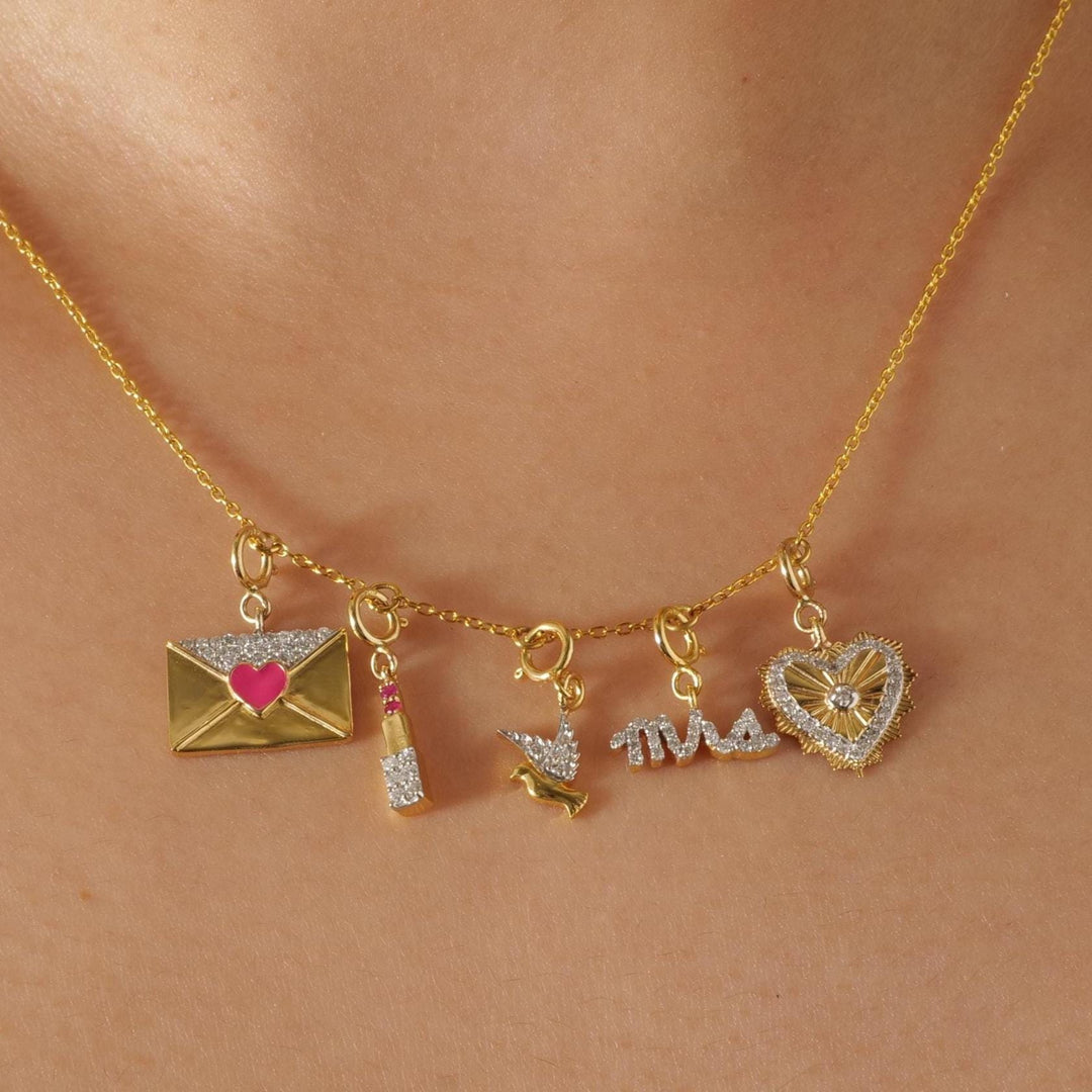 Heartburst Medallion Diamond Charm, 14k Solid Gold, Natural Diamonds, Dual Tone Layering Necklace, Everyday Pendant, Ready To Ship