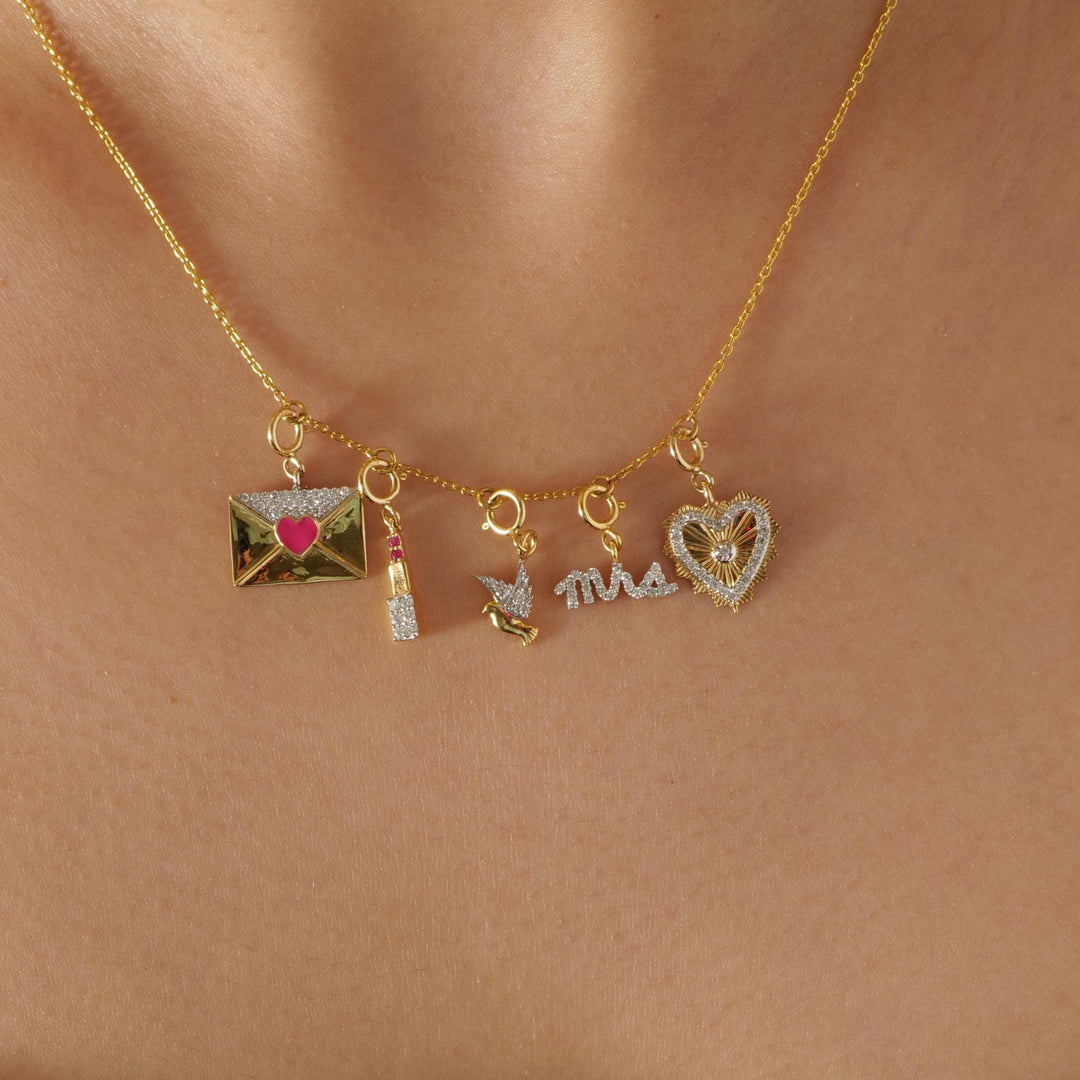 Heartburst Medallion Diamond Charm, 14k Solid Gold, Natural Diamonds, Dual Tone Layering Necklace, Everyday Pendant, Ready To Ship