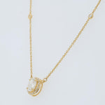 Load image into Gallery viewer, Oval Halo Diamond Necklace, 14k Solid Gold, Natural Diamonds, Layering Minimal Jewelry, Everyday Pendant Necklace, Certified Jewelry
