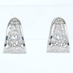 Load image into Gallery viewer, Floral Trapeze Diamond Earrings, 14k Solid Gold, Natural Diamonds, Wide Leaf Huggies, Statement Cocktail Jewelry, Certified Jewelry
