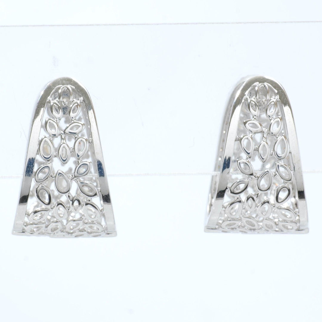 Floral Trapeze Diamond Earrings, 14k Solid Gold, Natural Diamonds, Wide Leaf Huggies, Statement Cocktail Jewelry, Certified Jewelry