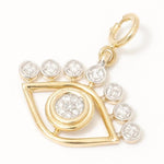 Load image into Gallery viewer, Evil Eye Diamond Charm, 14k Solid Gold, Natural Diamonds, Illusion Set Everyday Pendant, Dual Tone Layering Necklace, Ready To Ship
