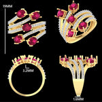 Load image into Gallery viewer, Five Stone Natural Pink Sapphire &amp; Diamond Multi Band Ring: 14k Solid Gold Gemstone Cocktail Ring, Certified Jewelry
