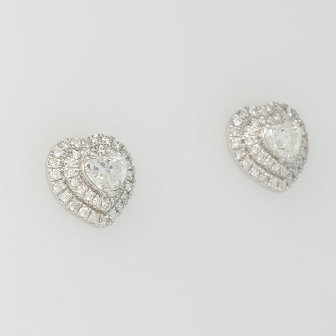 Heart Diamond Halo Stud Earrings, 14k Solid Gold, Natural Diamonds, Solitaire Statement Studs, Love Minimalistic Earrings, Certified Jewelry