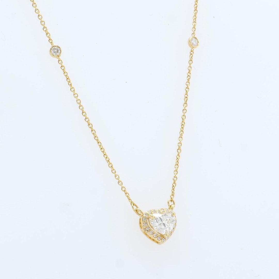 Heart Diamond Necklace, 14k Solid Gold, Natural Diamonds, Everyday Layering Station Chain, Halo Bridesmaids Pendant, Certified Jewelry