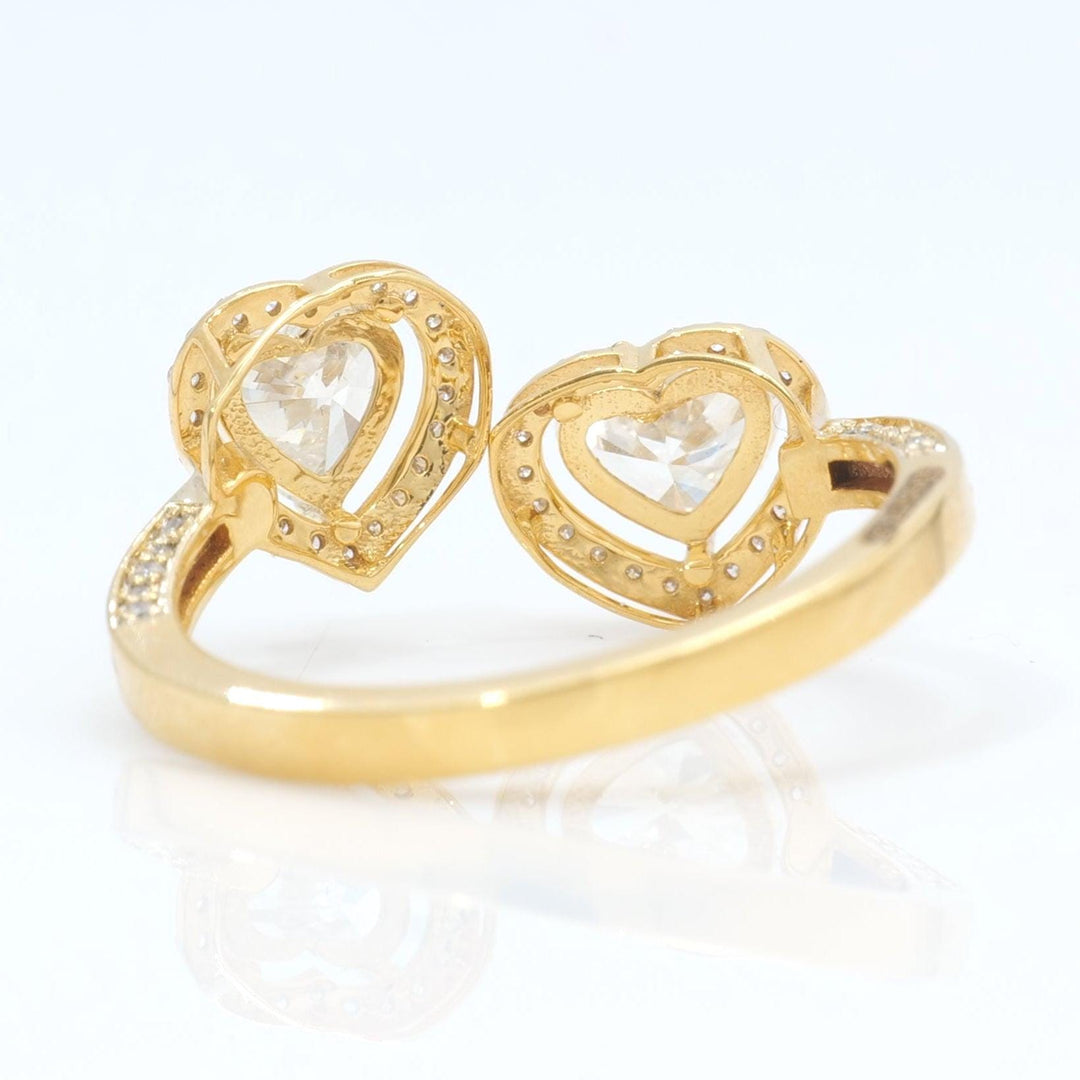 Heart Diamond Bypass Ring, 14k Solid Gold, Natural Diamonds, Twin Halo Set Proposal Ring, Statement Bridal Ring, Certified Jewelry