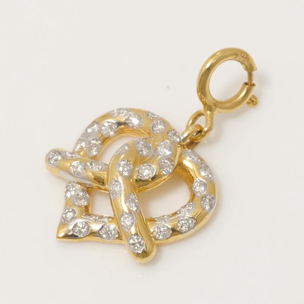 Pretzel Heart Diamond Charm, 14k Solid Gold, Natural Diamond, Everyday Layering Jewelry, Minimal Necklace, Ready To Ship, Certified Jewelry