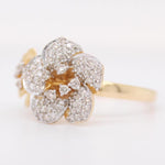 Load image into Gallery viewer, Double Flower Diamond Ring, 14K Solid Gold, Natural Diamonds, Twin Floral Ring, Statement Cocktail Ring, Certified Jewelry
