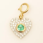 Load image into Gallery viewer, Emerald Heart Diamond Charm, 14k Solid Gold, Natural Diamond, Everyday Pendant, Minimal Gemstone Necklace, Ready To Ship, Certified Jewelry
