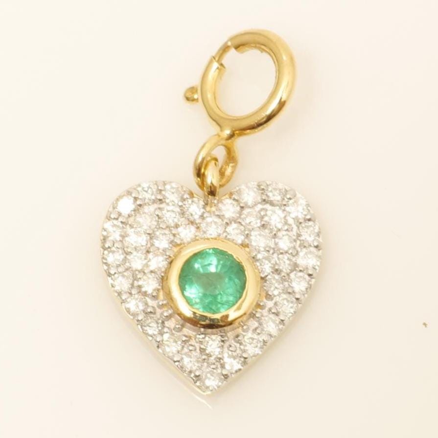 Emerald Heart Diamond Charm, 14k Solid Gold, Natural Diamond, Everyday Pendant, Minimal Gemstone Necklace, Ready To Ship, Certified Jewelry