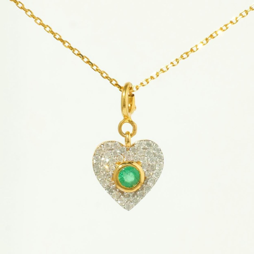 Emerald Heart Diamond Charm, 14k Solid Gold, Natural Diamond, Everyday Pendant, Minimal Gemstone Necklace, Ready To Ship, Certified Jewelry