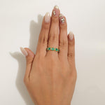 Load image into Gallery viewer, Emerald Diamond Ring, 14k Solid Gold, Natural Diamonds, Gemstone Stacking Ring, Half Eternity Band, Supporting Band, Certified Jewelry
