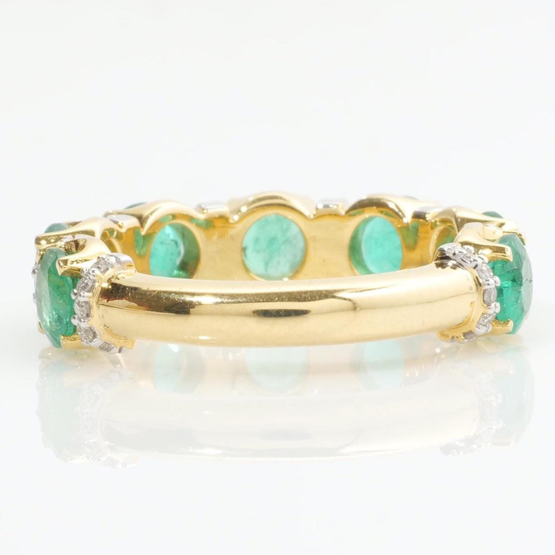 Emerald Diamond Ring, 14k Solid Gold, Natural Diamonds, Gemstone Stacking Ring, Half Eternity Band, Supporting Band, Certified Jewelry