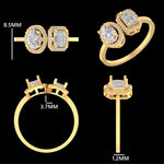 Load image into Gallery viewer, Twin Solitaire Halo Diamond Ring, 14k Solid Gold, Natural Diamonds, Oval Emerald Cut Ring, Toi et Moi Statement Ring, Certified Jewelry
