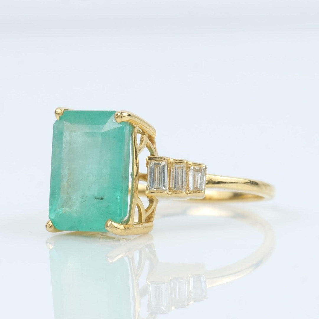 Emerald Cut Diamond Ring, 14k Solid Gold, Natural Diamonds, Gemstone Statement Ring, Birthstone Everyday Ring, Certified Jewelry