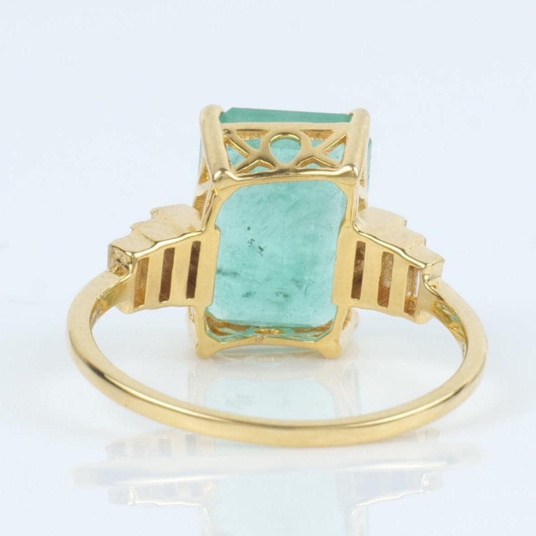 Emerald Cut Diamond Ring, 14k Solid Gold, Natural Diamonds, Gemstone Statement Ring, Birthstone Everyday Ring, Certified Jewelry